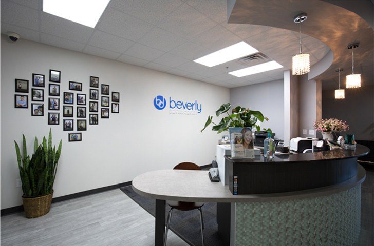 Welcoming dental reception area